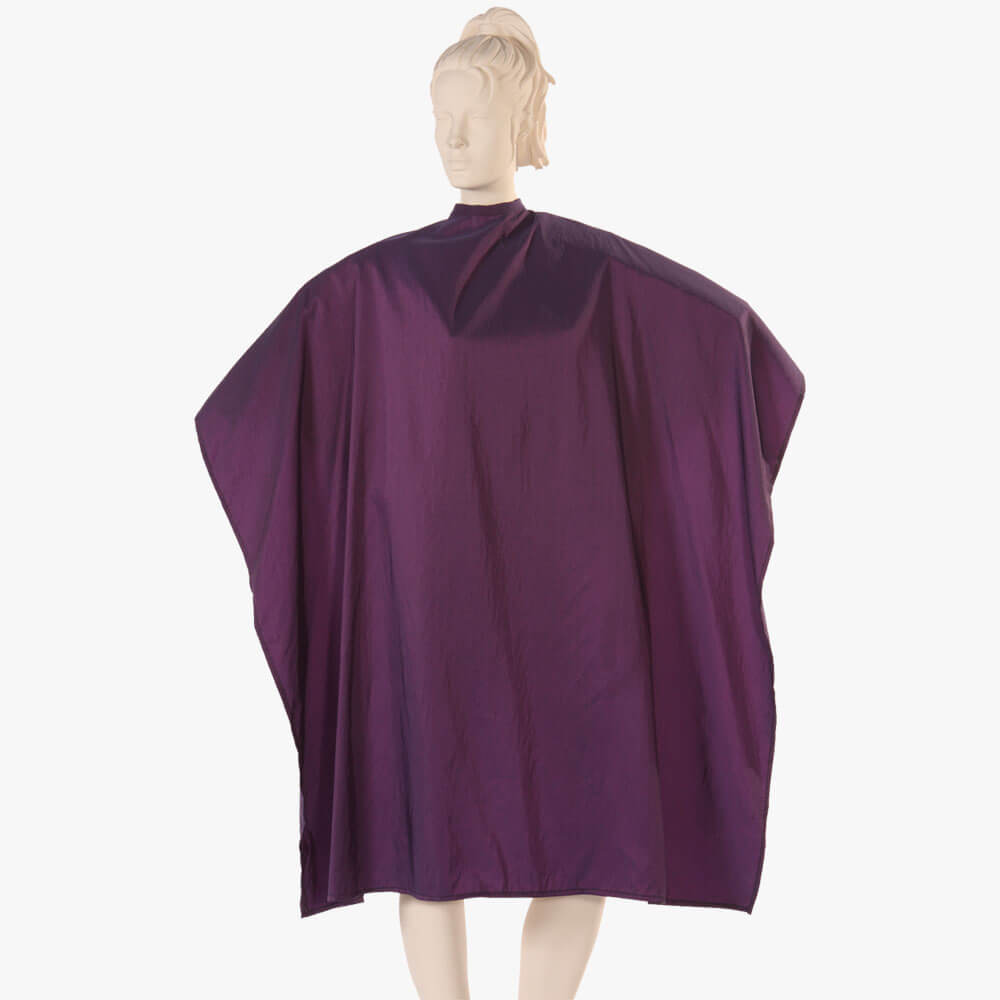 Multi-Purpose Salon Cape in Burgundy Iridescent Silkara Fabric - 