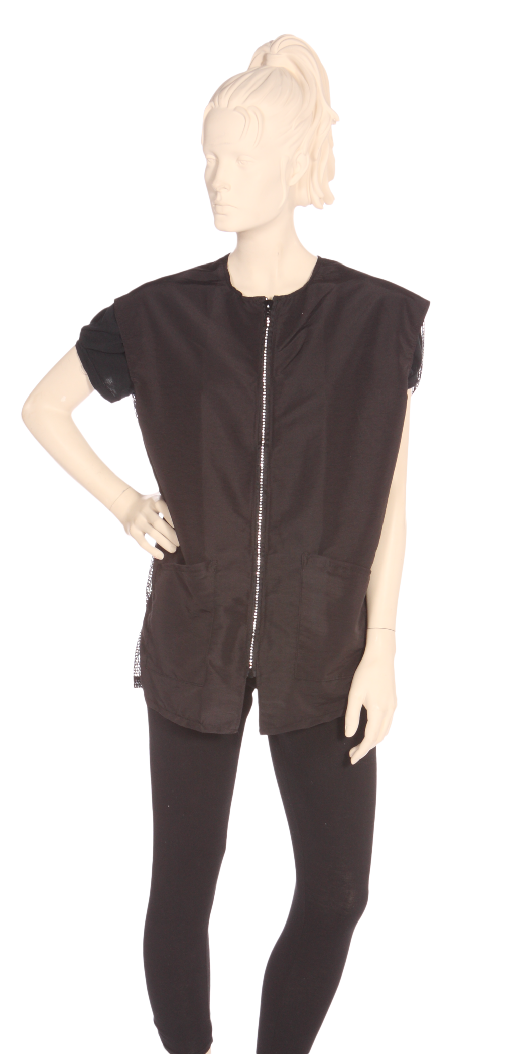 Sleeveless Vest with Rhinestone Zipper