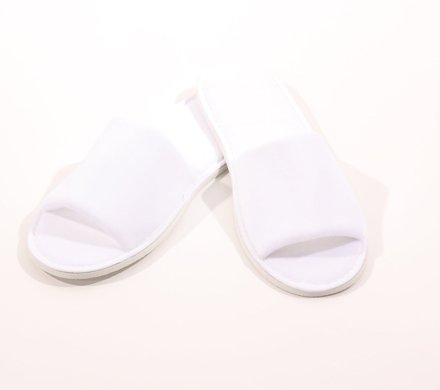 White Velour Slippers with open toe and rubber soul