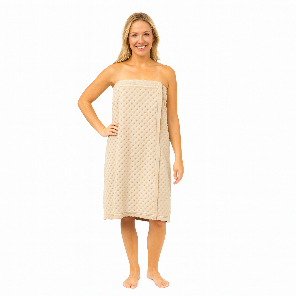 Copia de Copia de Spa Wrap con cierre de gancho y bucle en tejido Minky Dot en Camel