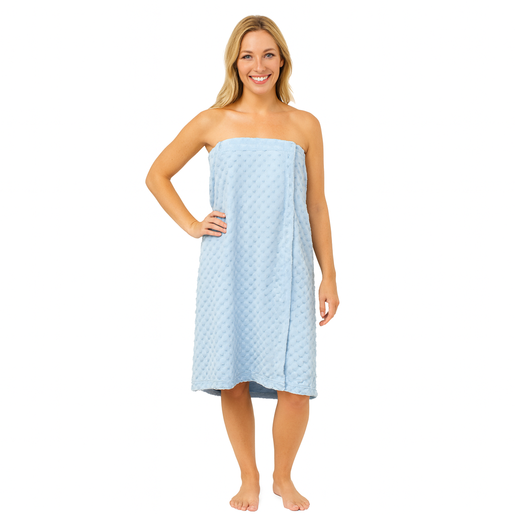 Spa Wrap con cierre de gancho y bucle Tejido Minky Dot en blanco