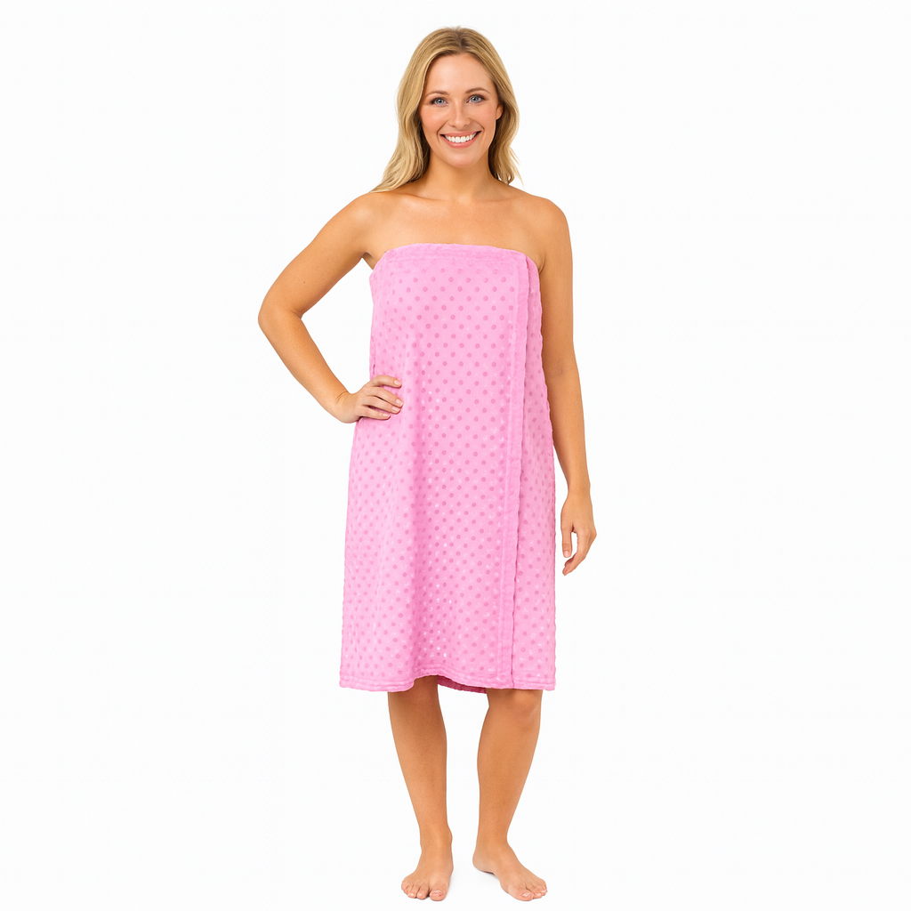 Spa Wrap with hook and loop Closure Minky Dot fabric in Pink