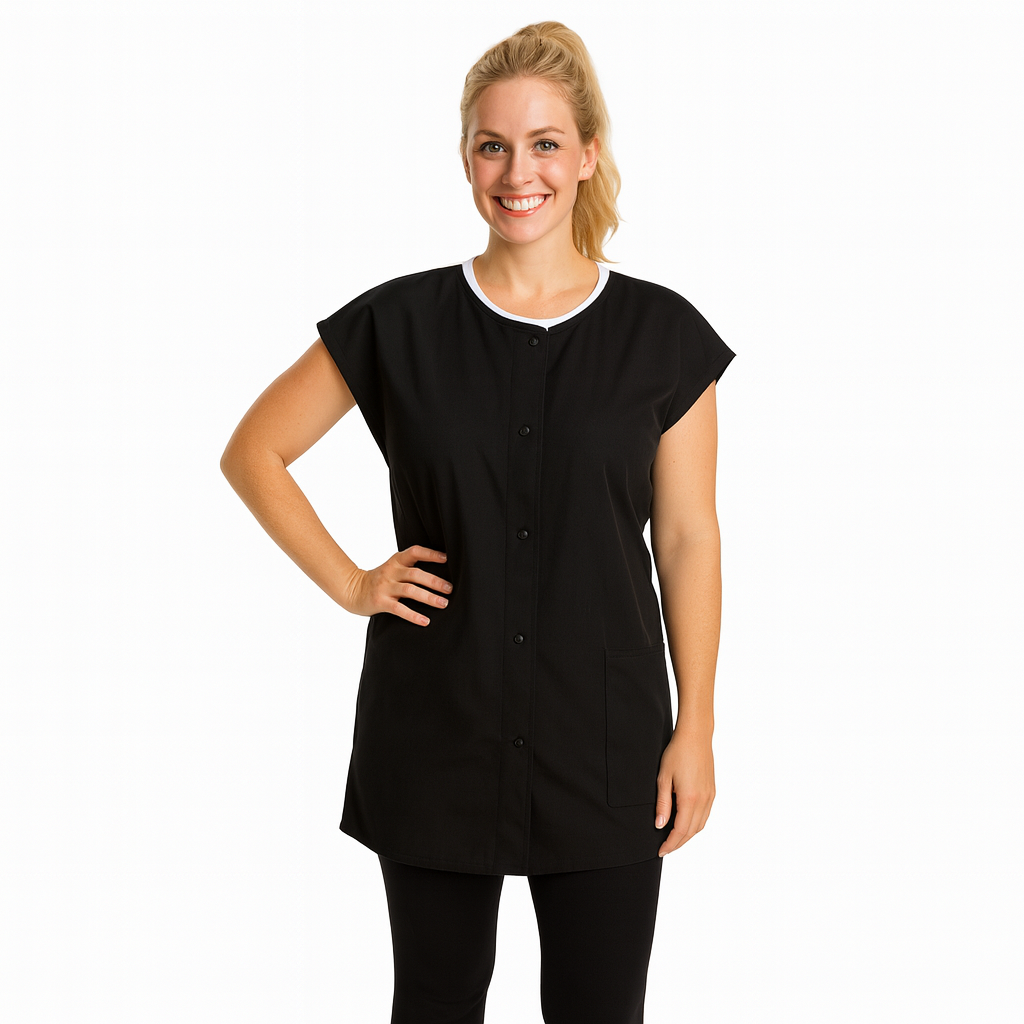 Sleeveless Coat Silkara Iridescent Fabric in Black