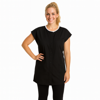 Sleeveless Coat Silkara Iridescent Fabric in Black