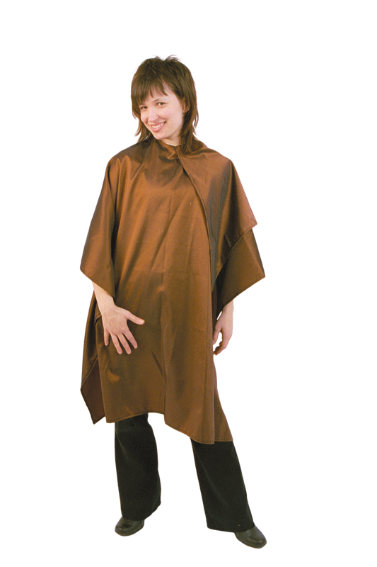 Brown Sidewinder Collarless Cape In Silkara Iridescent FabricBrown Sidewinder Collarless Cape In Silkara Iridescent Fabric