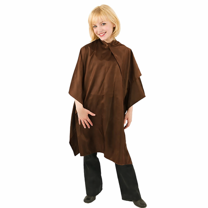 Brown Sidewinder Collarless Cape In Silkara Iridescent Fabric