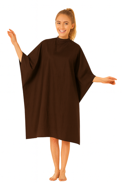 Salon Cape in Brown Iridescent Silkarah Fabric