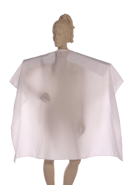 Multi-Purpose Salon Cape in 100%  Lightweight Antron Nylon Fabric in White