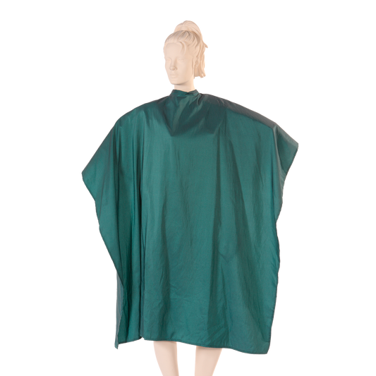Multi-Purpose Salon Cape in Dark Green Iridescent Silkara Fabric