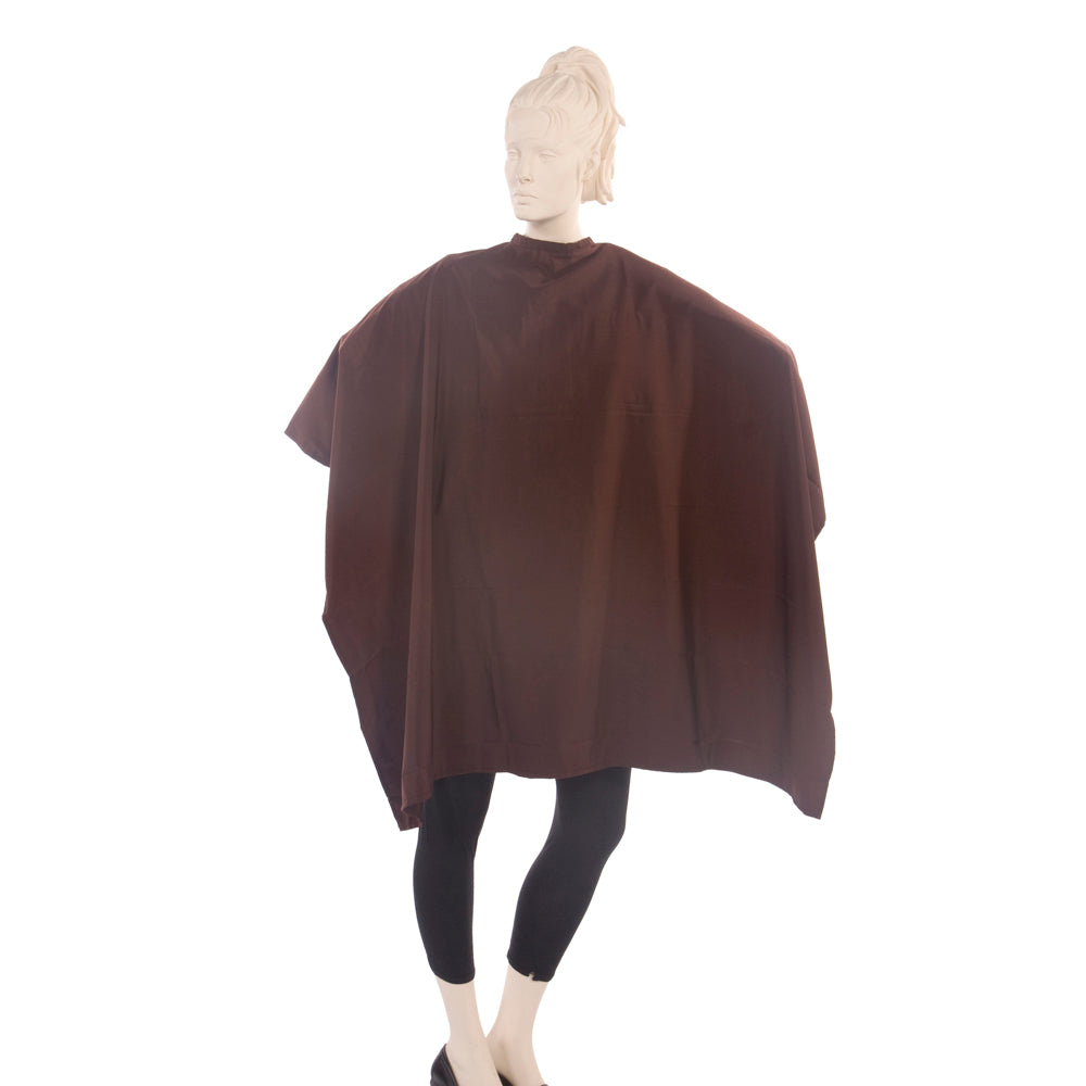 Barber Cape in Peach Skin Fabric in Brown