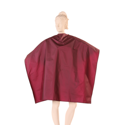 Waterproof Salon Cape In Matte Burgundy Made With Polyurethane Fabric