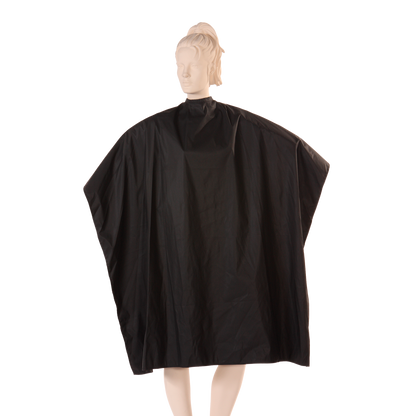 Waterproof Salon Cape In Matte Black Made With Polyurethane Fabric