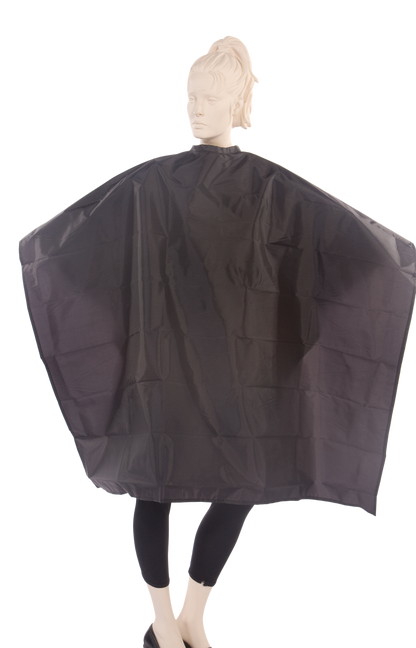 Multi-Purpose Salon Cape in 100%  Lightweight Waterproof Nylon Fabric in Black