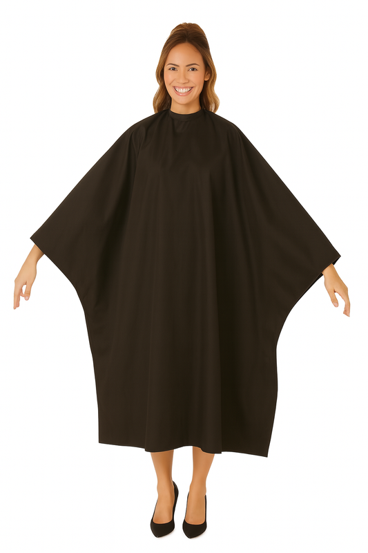Super Salon Cape Silkara Iridescent Fabric in Black