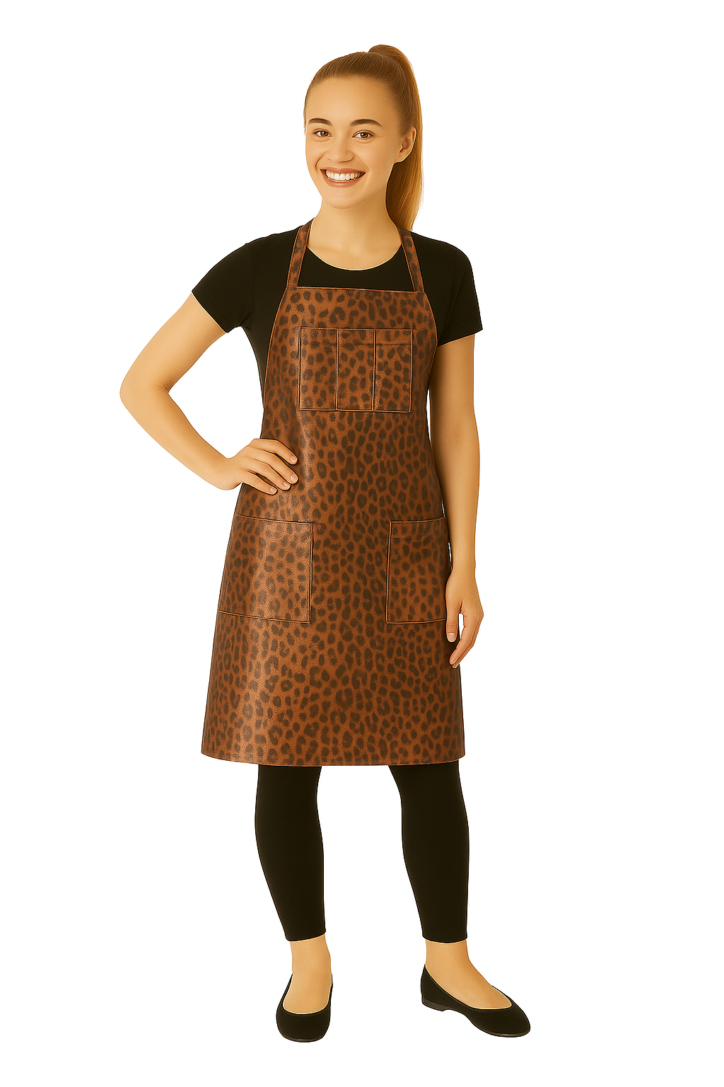 Salon Bib Apron in Leopard Print Iridescent Silkarah Fabric