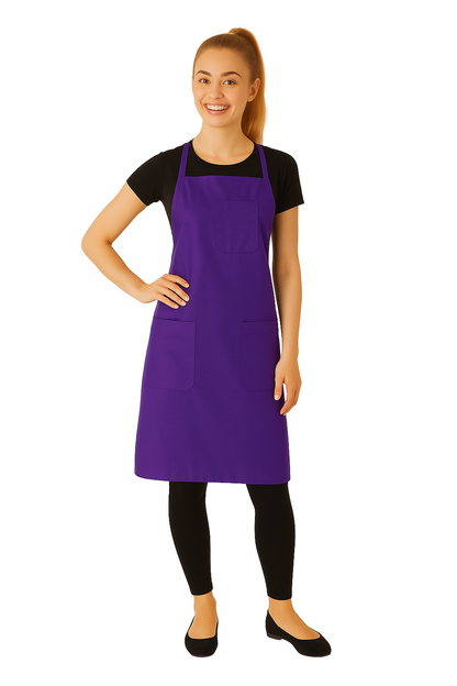 Salon Bib Apron in Purple Iridescent Silkarah Fabric