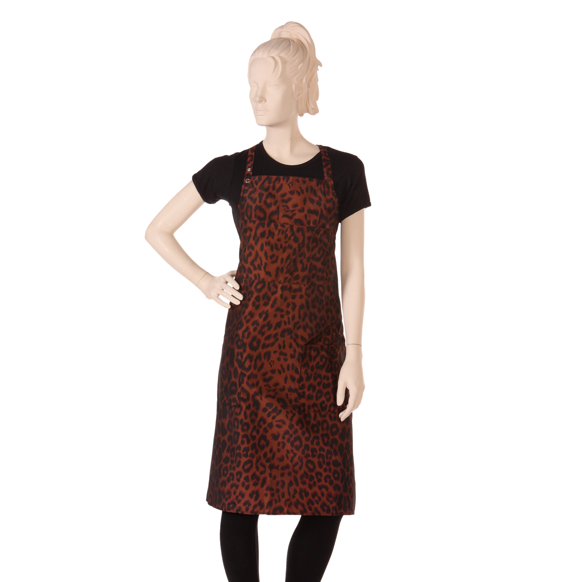 Salon Bib Apron in Leopard Print Iridescent Silkarah Fabric