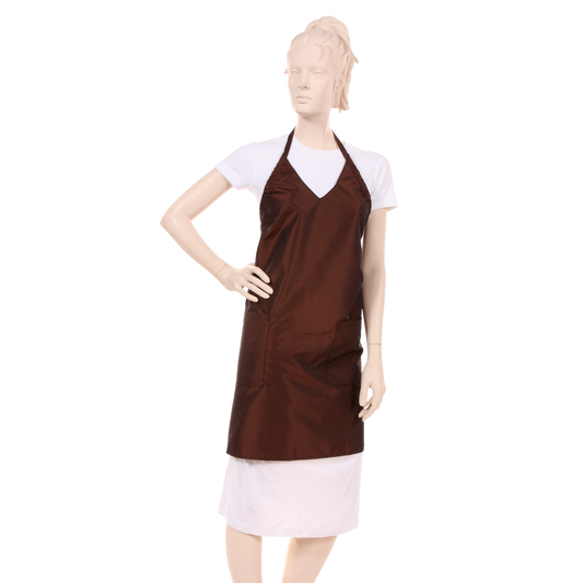 V-Neck Apron Silkara Iridescent Fabric in Brown