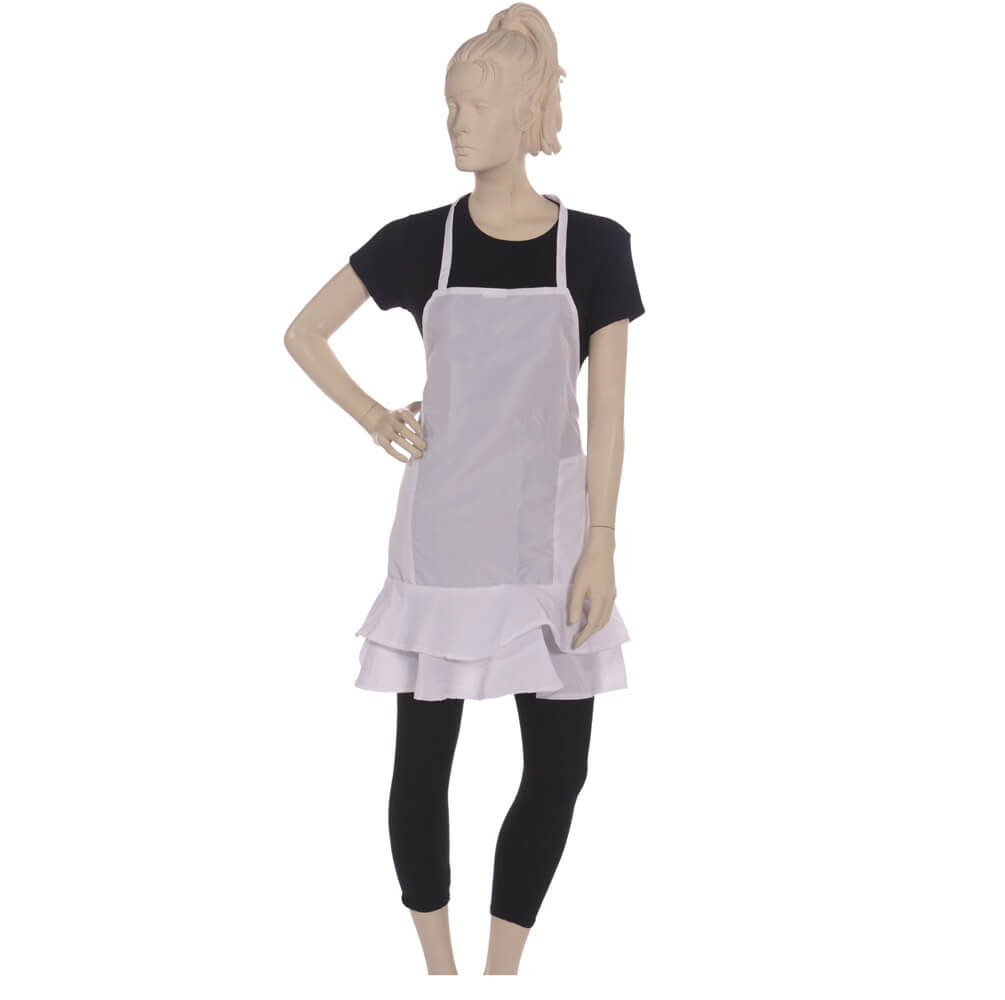 Ruffle Apron Silkara Iridescent Fabric in White – Salonwear