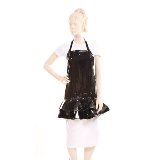 Shiny Black Waterproof Polyurethane Salon Apron