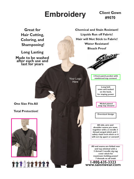 Special 12 Piece Client Gown Embroidery, get 1 free Client Gown with the purchase of 12