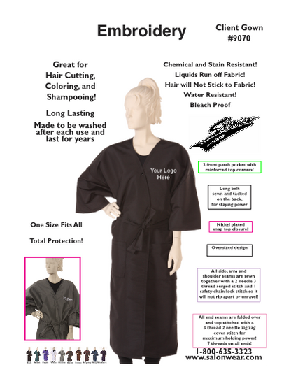 Special 12 Piece Client Gown Embroidery, get 1 free Client Gown with the purchase of 12