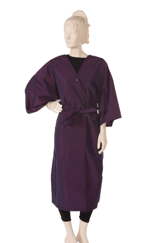 Client Gown Silkara Iridescent Fabric in Wineberry
