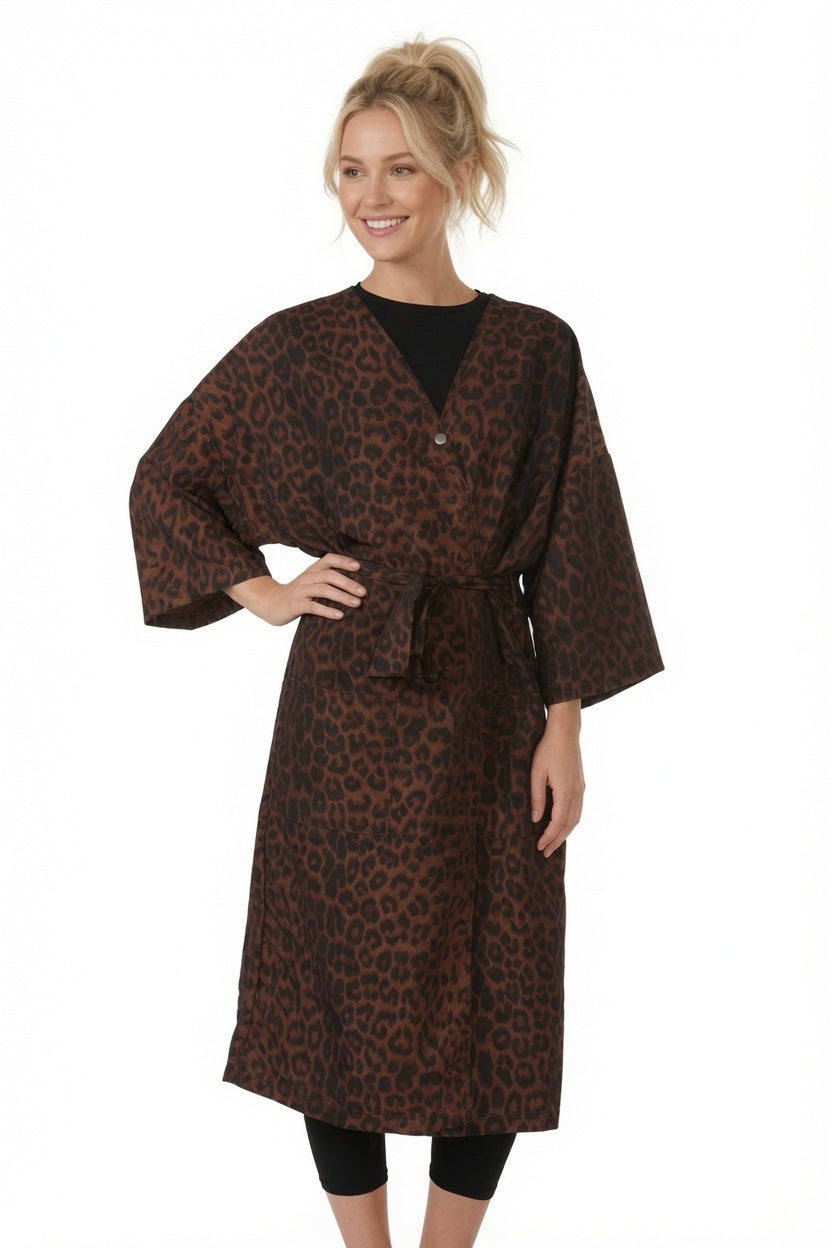Client Gown Silkara Iridescent Fabric in Leopard Print