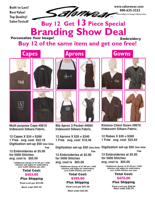 Special 12 Piece Client Gown Embroidery, get 1 free Client Gown with the purchase of 12