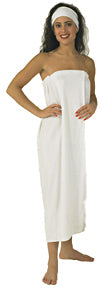 Body Wrap with Hook and Loop Closure Stretch Terry fabric in White