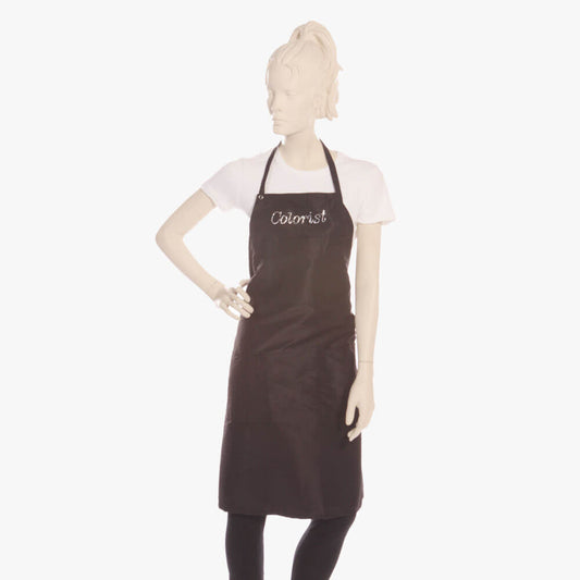 Black Bib Apron with Rhinestone Colorist