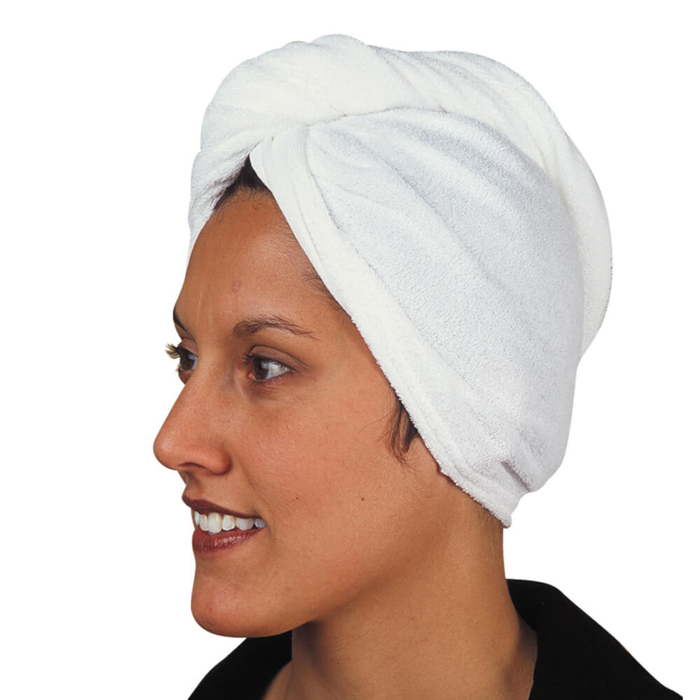 Stretch Terry Hair Wrap Twist in White