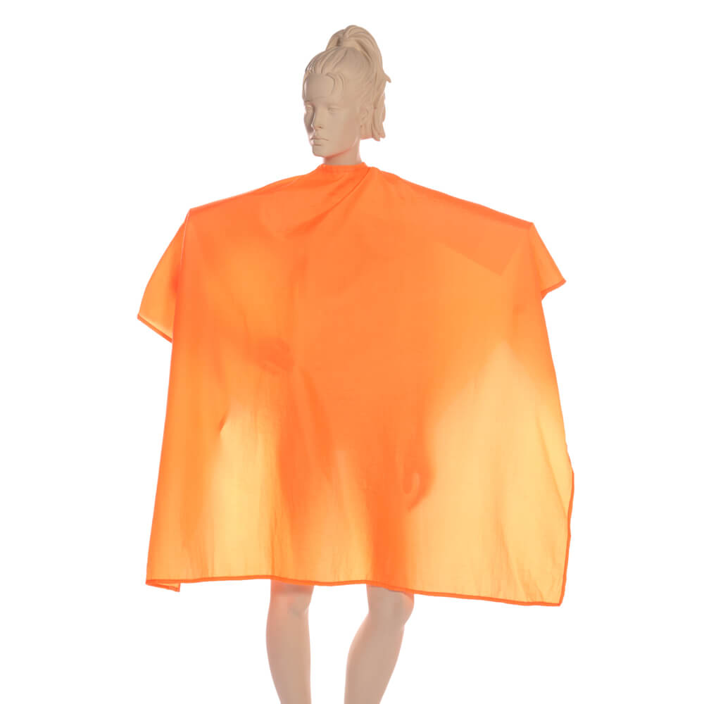 Multi-Purpose Salon Cape in 100%  Lightweight Antron Nylon Fabric in Orange