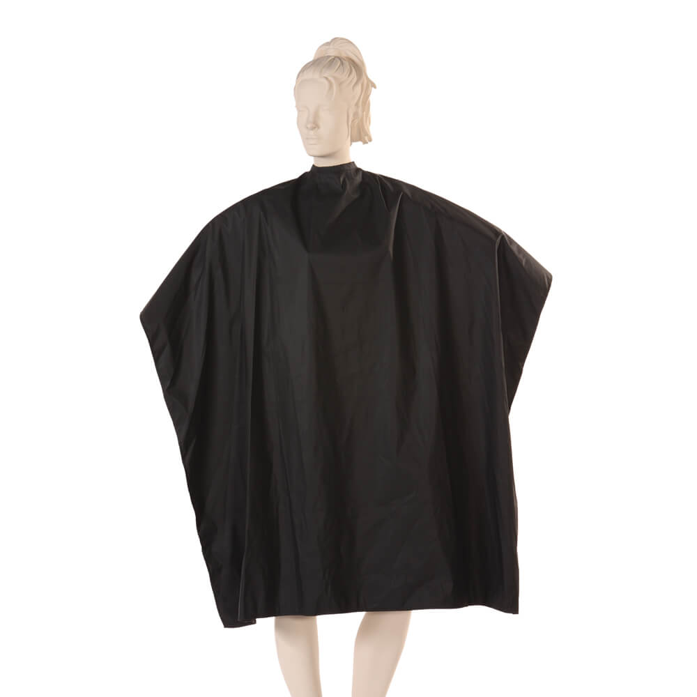 Capa de salón impermeable en negro mate hecha con tela de poliuretano