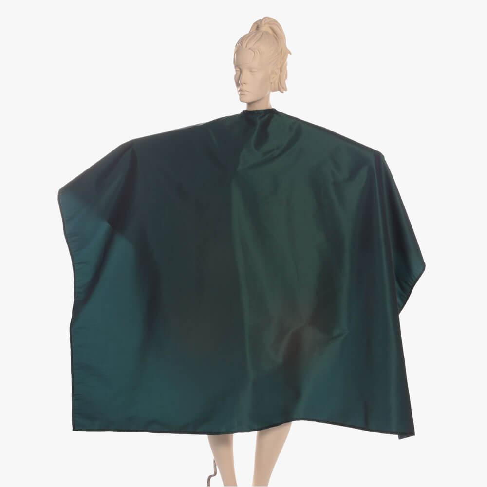 Super Salon Cape in Silkara Iridescent Fabric - Darkgreen