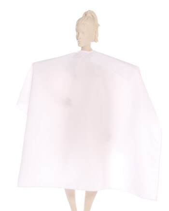 Super Salon Cape in Silkara Iridescent Fabric - White