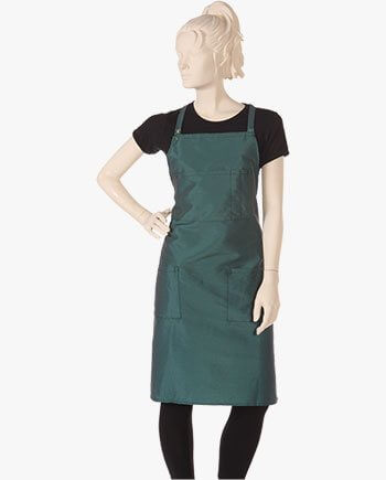 Salon Bib Apron in Green Iridescent Silkarah Fabric Salon Bib Apron in Green Iridescent Silkarah Fabric