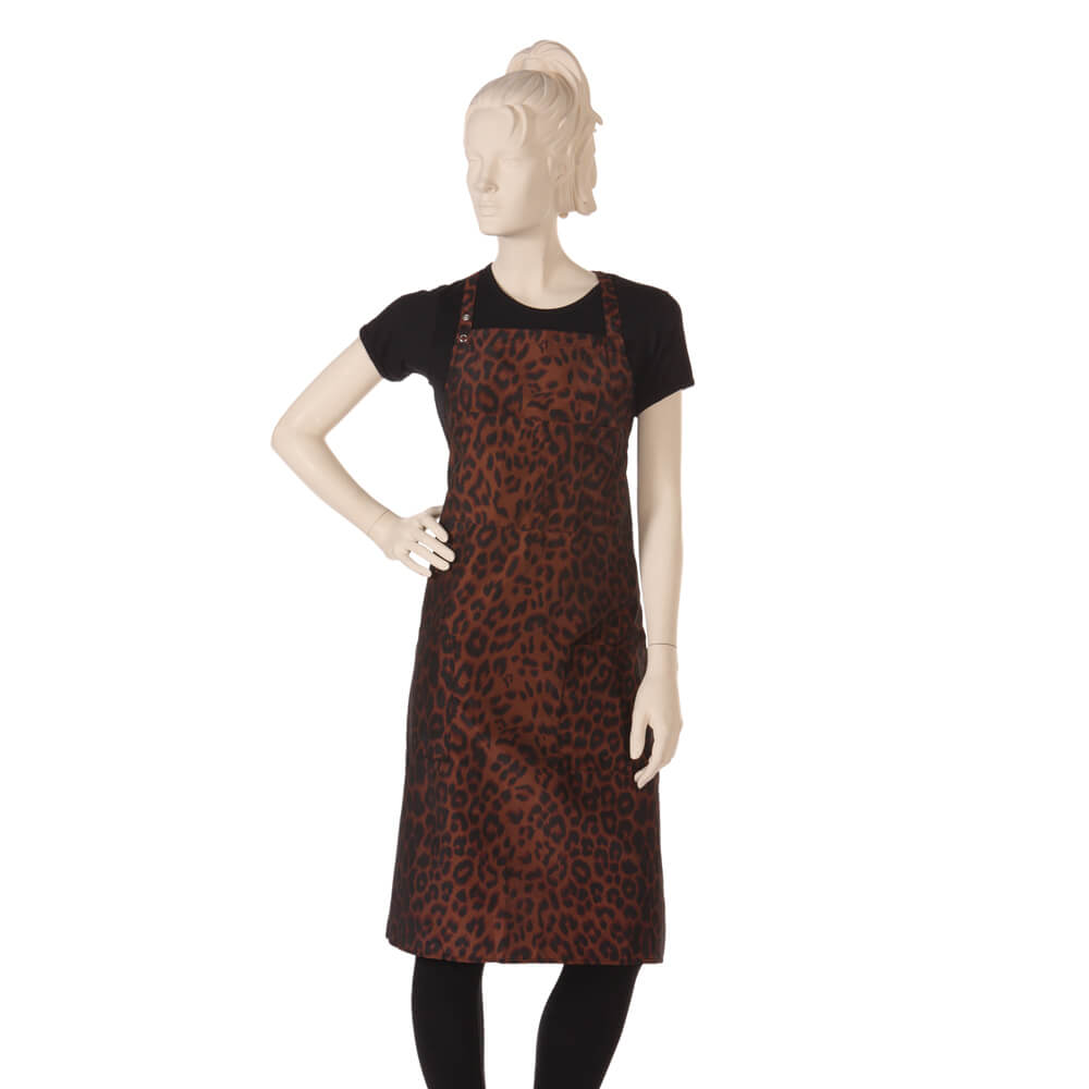 Salon Bib Apron in Leopard Print Iridescent Silkarah Fabric
