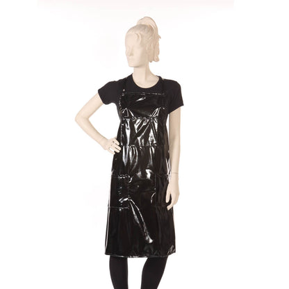Multi-purpose Bib Apron in Waterproof Polyurethane Shiny Black Fabric