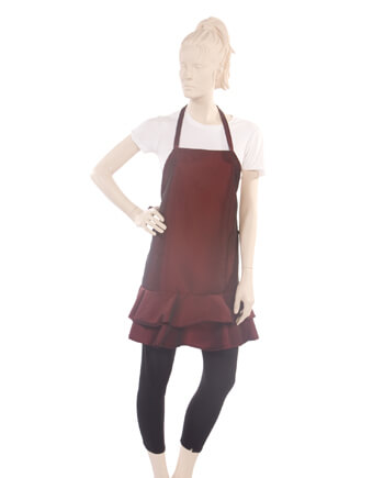 Ruffle Apron in Silkara Iridescent Fabric - Burgundy