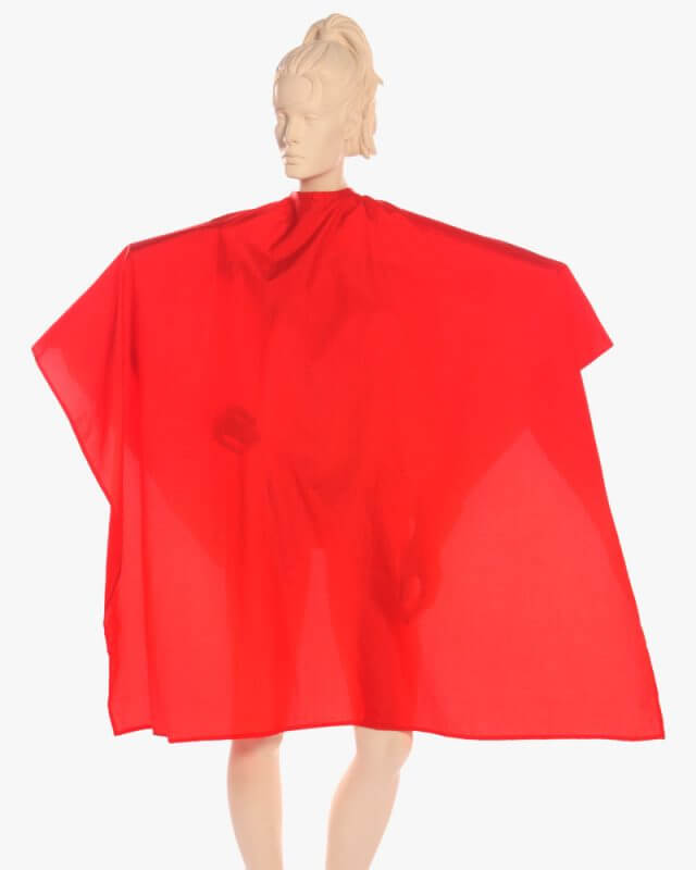Multi-Purpose Salon Cape in 100% Lightweight Antron Nylon Fabric in Red
