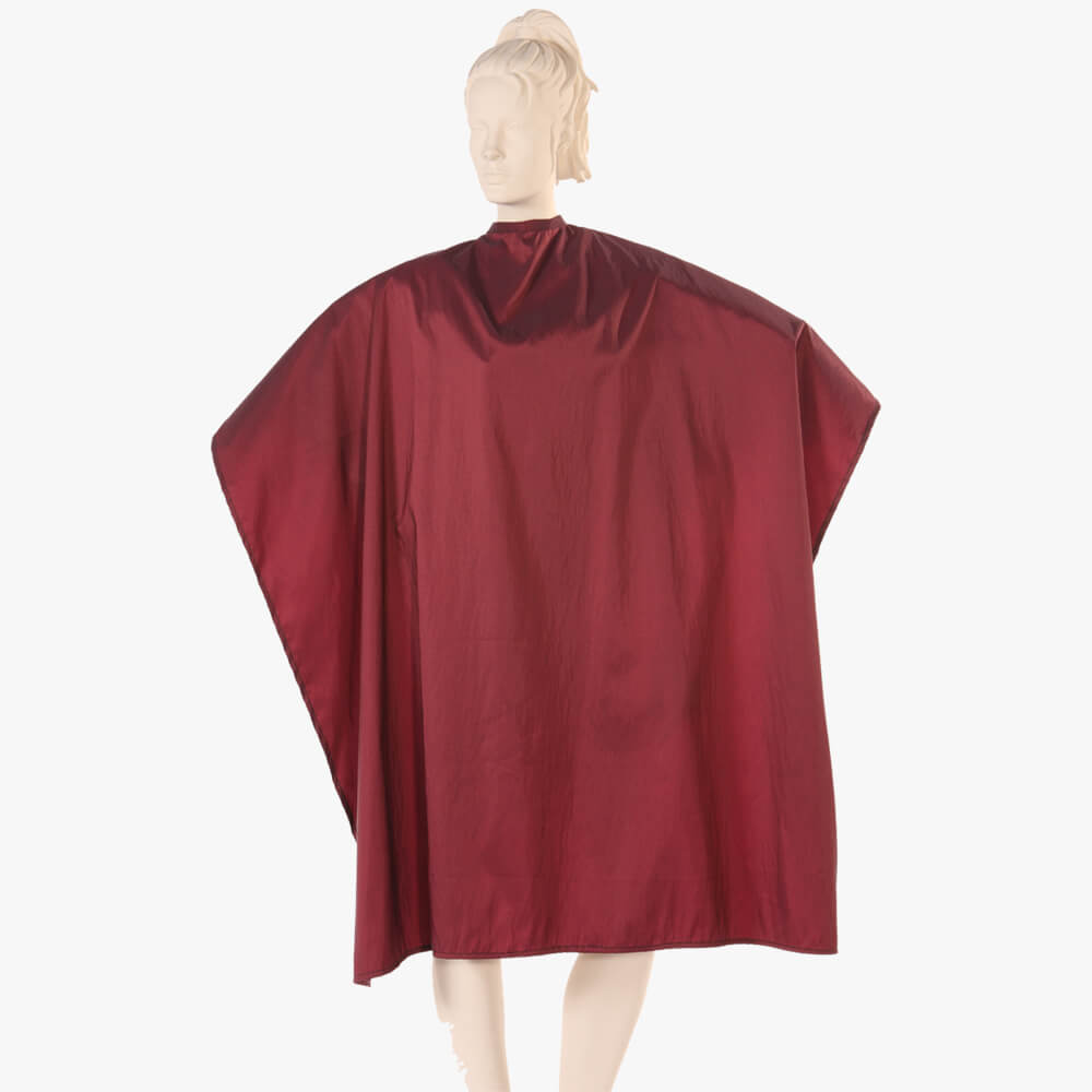 Multi-purpose Salon Cape in Brown Iridescent Silkara Fabric burgundy 