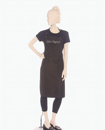 Black Bib Apron With Rhinestone Hair Styling Design