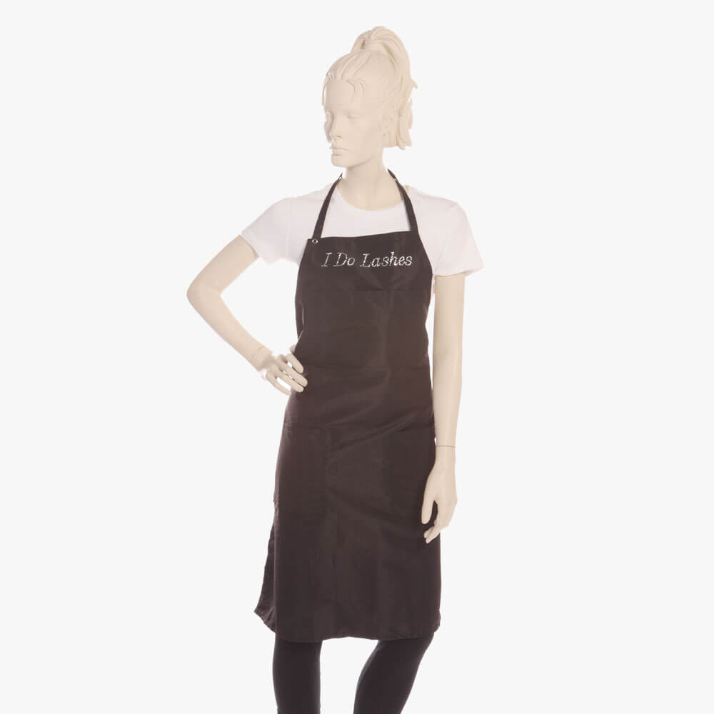 Black Bib Apron with Rhinestone I do Lashes