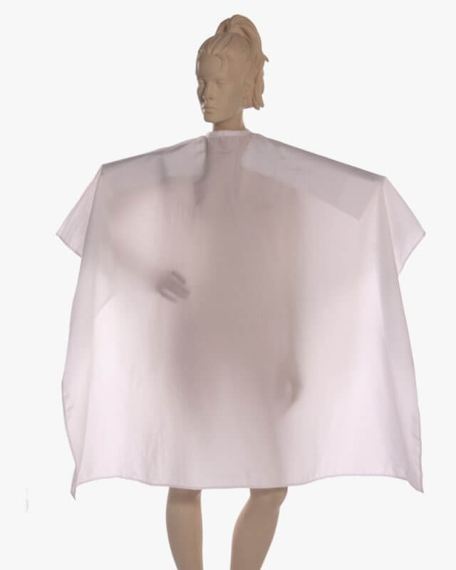 Multi-Purpose Salon Cape in Wineberry Antron Nylon - white